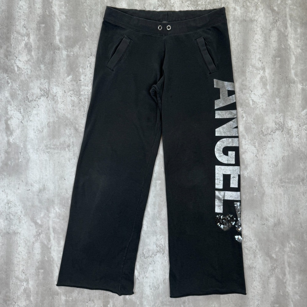 Victorias Secret Angel Pink Glitter Rhinestone Wide Leg Lounge Pants Large